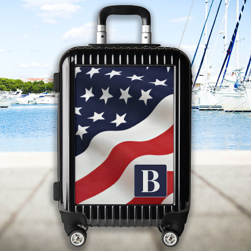 American Flag Personalized Monogram USA Military Luggage