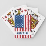 American Flag Personalized Name Patriotic  Playing Cards