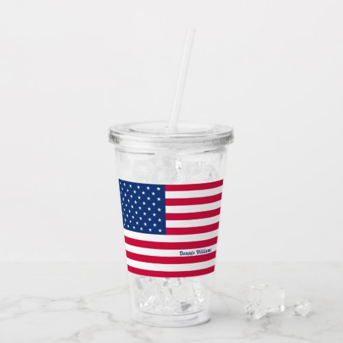 American Flag  Personalized Patriotic Acrylic Tumbler