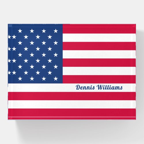 American Flag  Personalized Patriotic Paperweight