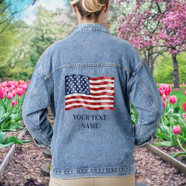 American Flag Personalized Patriotic Stars Stripes Denim Jacket (Creator Uploaded)