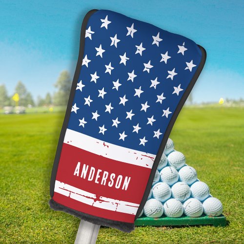 American Flag Personalized Patriotic Stars Stripes Golf Head Cover