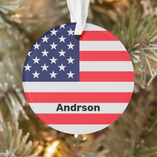 American Flag Personalized Patriotic Stars Stripes Ornament