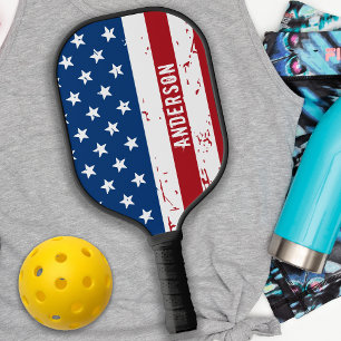 American Flag Personalized Patriotic Stars Stripes Pickleball Paddle