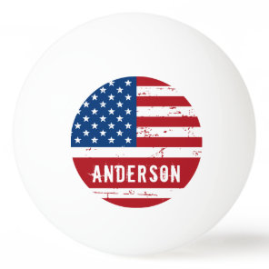American Flag Personalized Patriotic Stars Stripes Ping Pong Ball