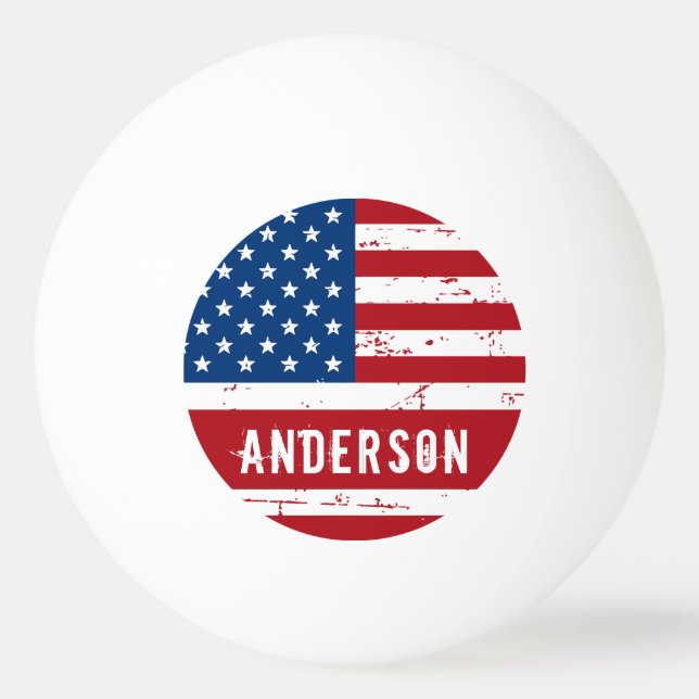 American Flag Personalized Patriotic Stars Stripes Ping Pong Ball (Front)