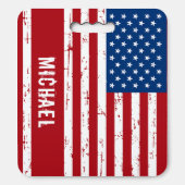 American Flag Personalized Patriotic Stars Stripes Seat Cushion (Front Vertical)