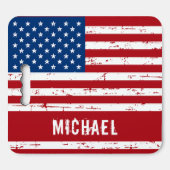 American Flag Personalized Patriotic Stars Stripes Seat Cushion (Front Horizontal)