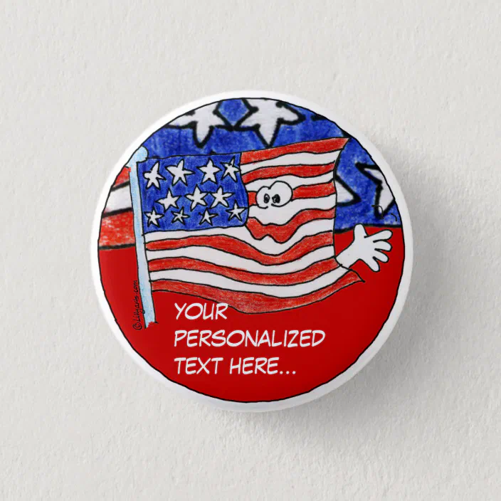 Fun Novelty Button Pinback Badge 1" American Flag United States USA
