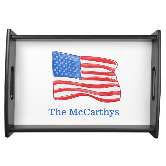 American Flag Personalized Serving Tray (Front)