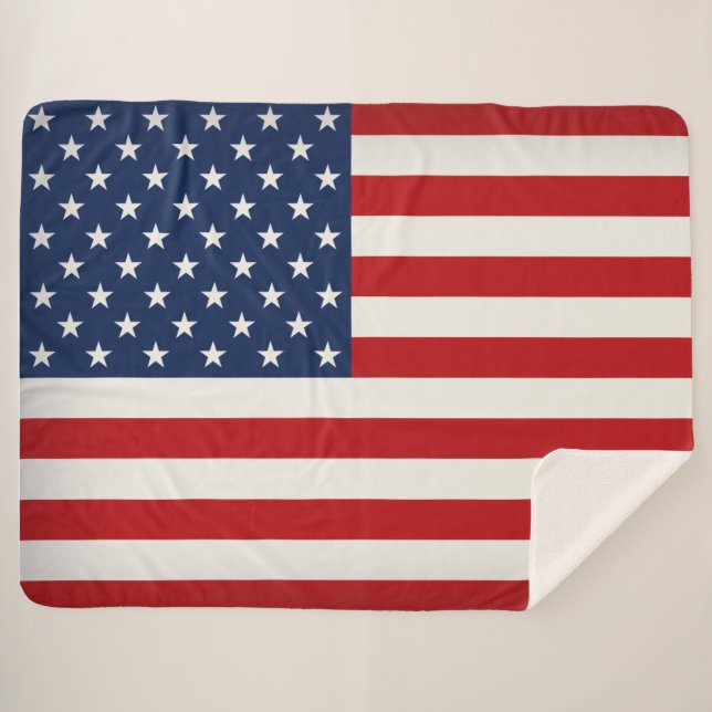 American Flag Personalized  Sherpa Blanket (Front (Horizontal))