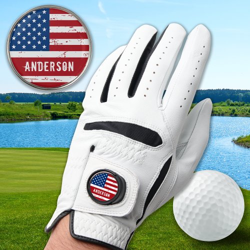 American Flag Personalized Stars Stripes Patriotic Golf Glove
