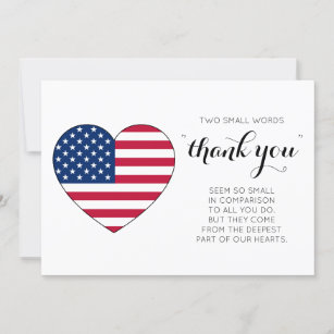 American Flag Personalized USA Heart Military Thank You Card