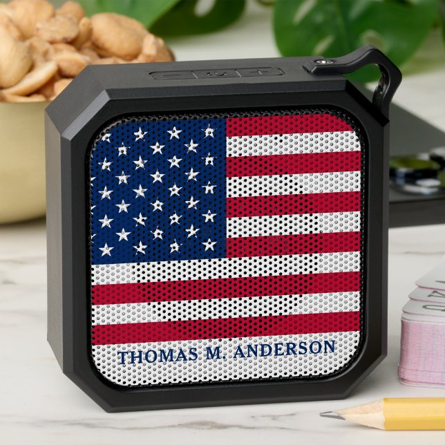 American Flag Personalized USA Military Bluetooth Speaker (Creator Uploaded)