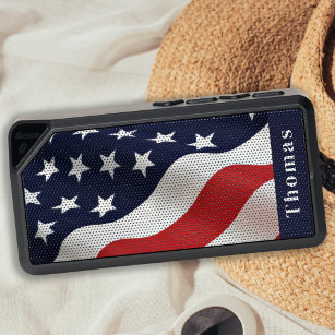 American Flag Personalized USA Military Patriotic Bluetooth Speaker