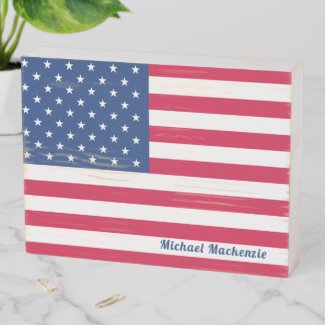 American Flag | Personalized Wooden Box Sign