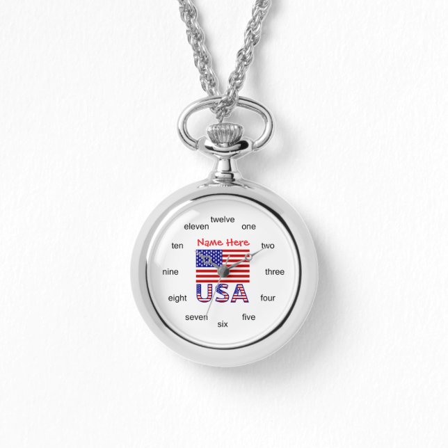 American Flag Personalized Word Numbers Necklace