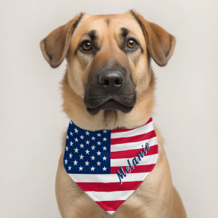 American Flag Pet Bandana Collar Personalized Name