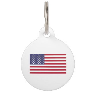 American Flag Pet Name Tag