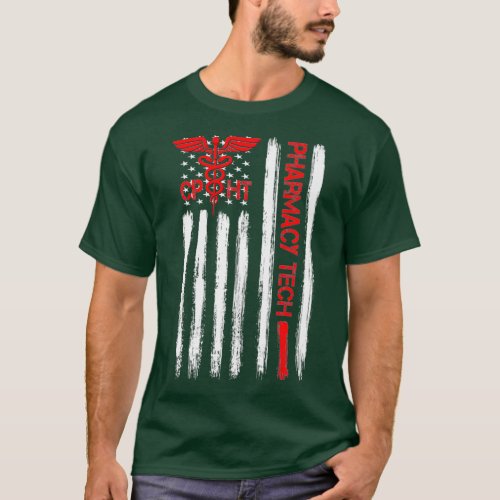 American Flag Pharmacy Technician CPhT Tech Gift T_Shirt
