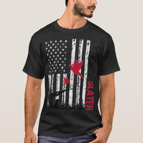 American Flag Pheasant Hunting Pheasant Slayer T_Shirt