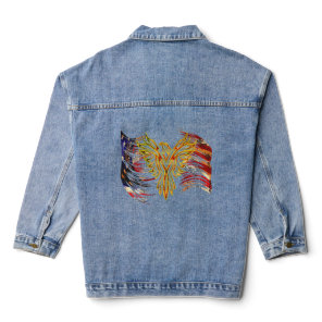 American Flag Phoenix Bird 2  Denim Jacket