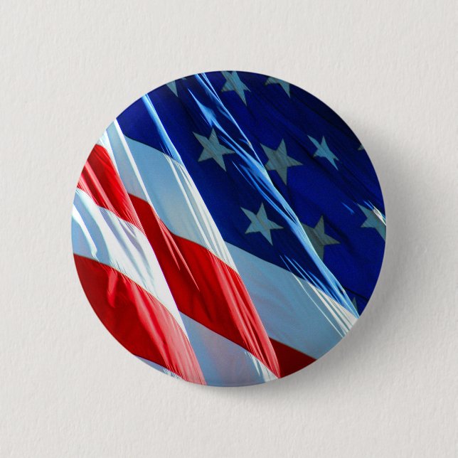 American Flag Photo Button Pin (Front)