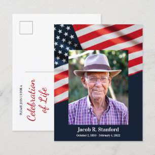 American Flag Photo Celebration of Life Memorial Postcard