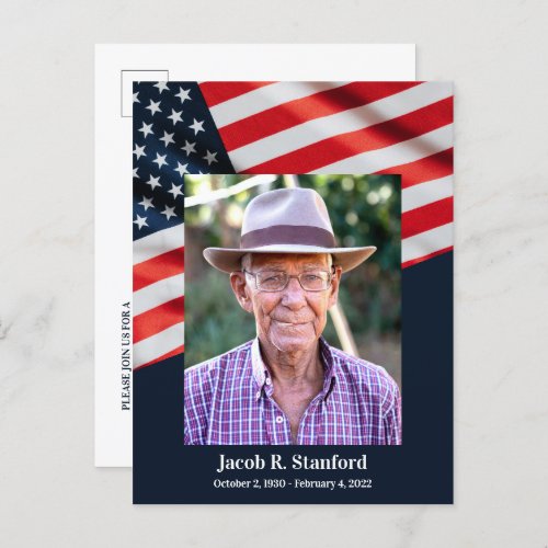 American Flag Photo Celebration of Life Memorial Postcard