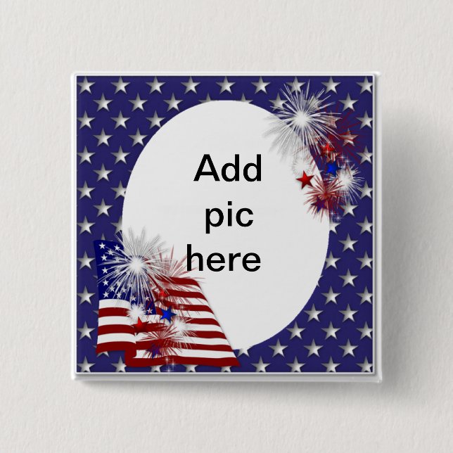 American Flag Photo Frame Button (Front)