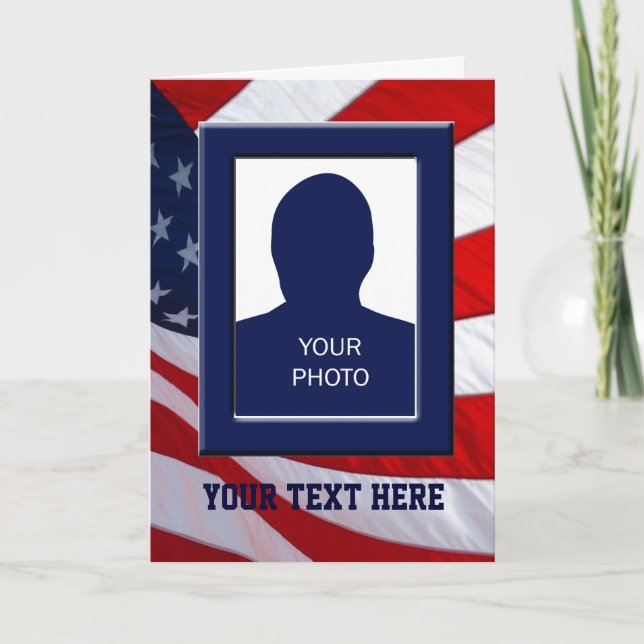 American Flag Photo Frame Greeting Card (Front)