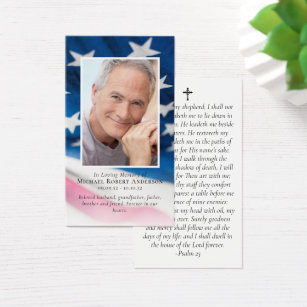 American Flag Photo Memorial Prayer Card