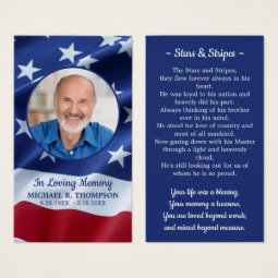 American Flag Photo Military Funeral Prayer Card | Zazzle