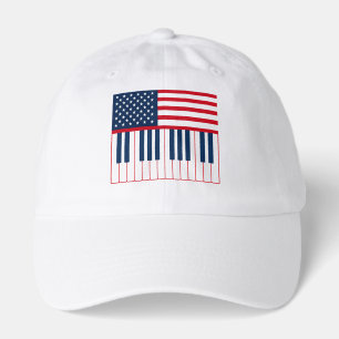 American Flag Piano Keyboard Music Design Hat
