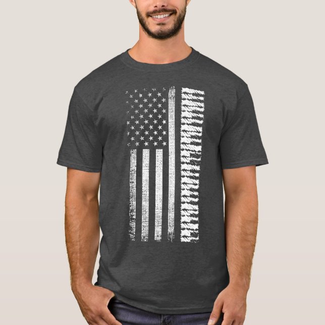 American Flag Piano Keys Pianist Player Music T-Shirt (Front)