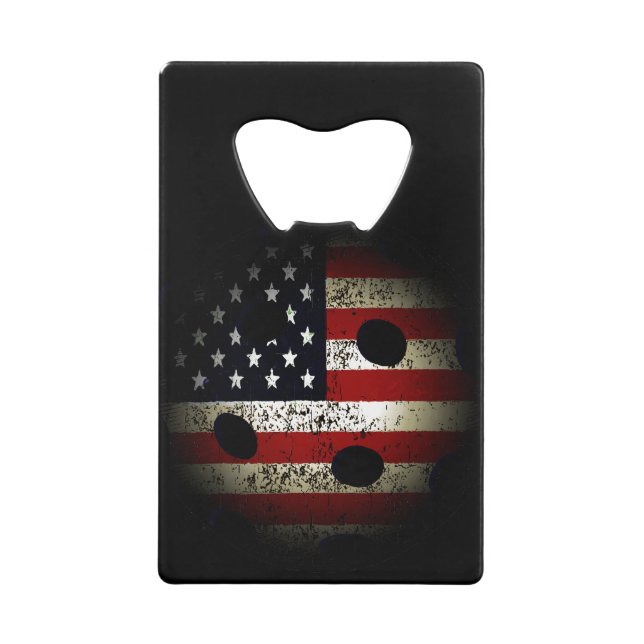 American Flag Pickle Ball USA Credit Card Bottle Opener (Front)