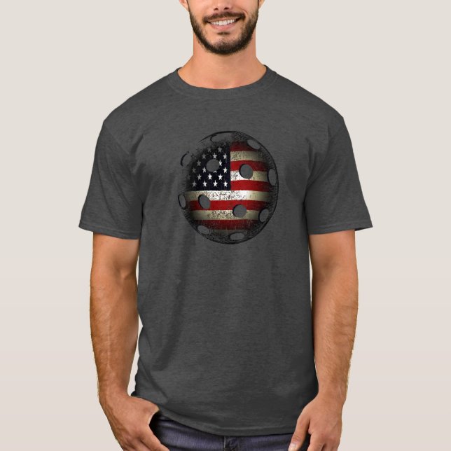 American Flag Pickle Ball USA T-Shirt (Front)