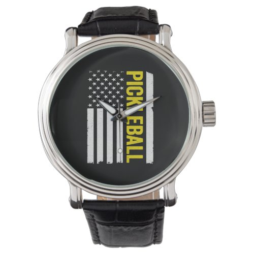 American Flag Pickleball Funny Watch