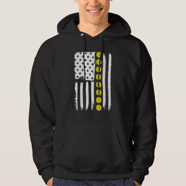 American Flag Pickleball Shirt, Pickleball Lover G Hoodie (Front)