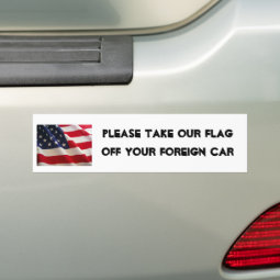 american flag picture, please take our flag off... bumper sticker | Zazzle