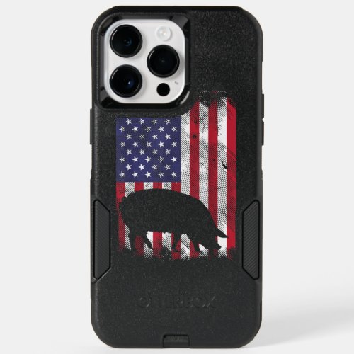 American Flag Pig Vintage Farm Animal Patriotic Fa OtterBox iPhone 14 Pro Max Case