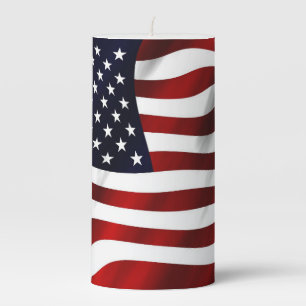 American Flag Pillar Candle