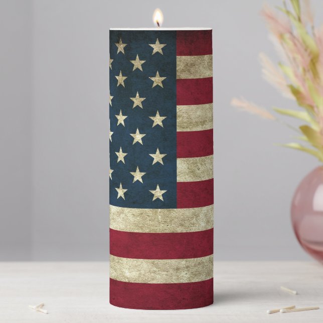 American Flag Pillar Candle (In Situ)