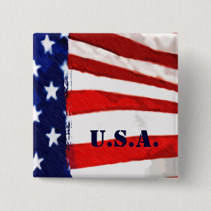 American Flag Pinback Button
