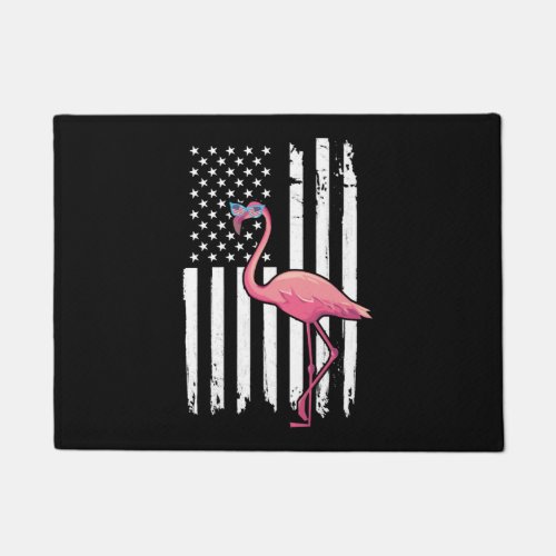 American Flag  Pink Flamingo Patriotic USA shirt Doormat