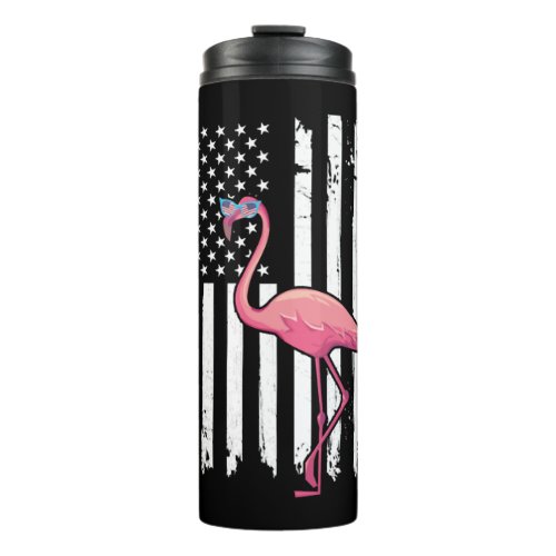 American Flag  Pink Flamingo Patriotic USA shirt Thermal Tumbler