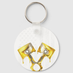 American Flag Piston Muscle Car 10 Keychain