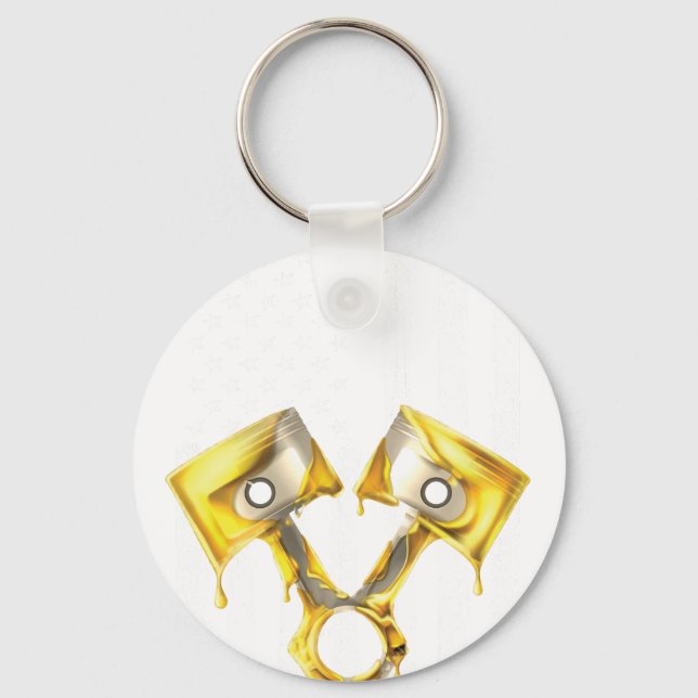 American Flag Piston Muscle Car 10 Keychain (Front)