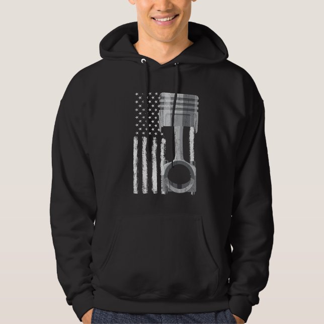 American Flag Piston Muscle Car 2 Hoodie (Front)
