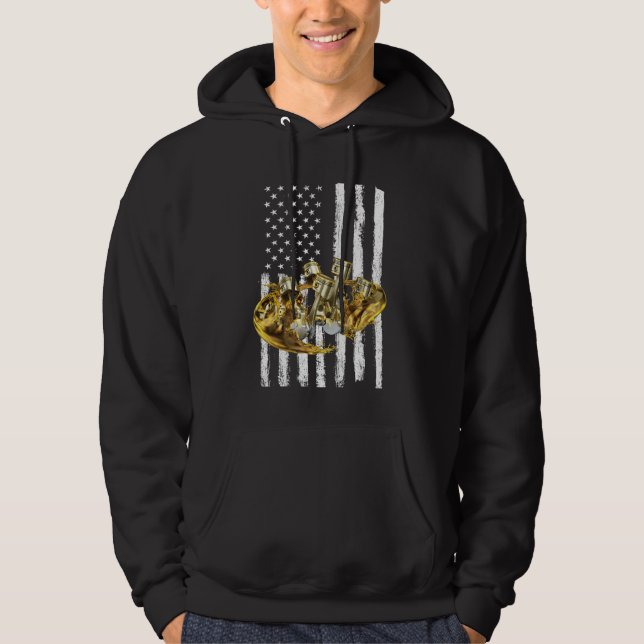American Flag Piston Muscle Car 3 Hoodie (Front)